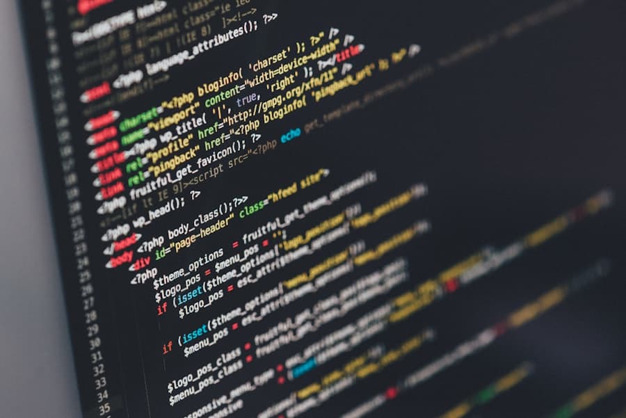 Developer writing code on a computer screen for professional web development